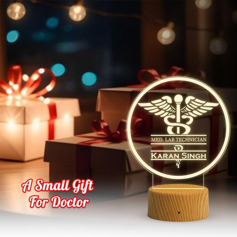 Lab Technician Doctor Name Plate Lamp with Warm White Lamp Customized with Doctor Name and Hospital Birthday Gift for Doctor Name