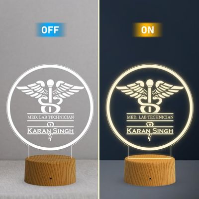 Lab Technician Doctor Name Plate Lamp with Warm White Lamp Customized with Doctor Name and Hospital Birthday Gift for Doctor Name