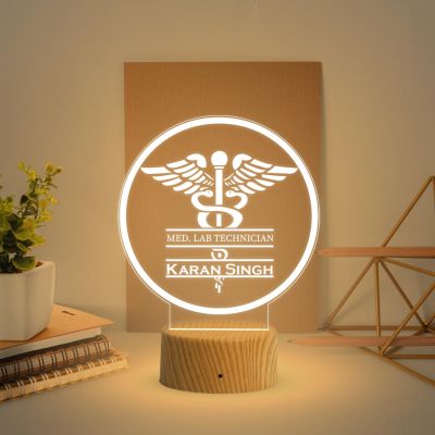 Lab Technician Doctor Name Plate Lamp with Warm White Lamp Customized with Doctor Name and Hospital Birthday Gift for Doctor Name