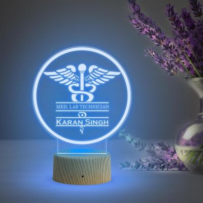 Lab Technician Doctor Name Plate Lamp with Multicolored Light Customized with Doctor Name and Hospital Birthday Gift for Doctor Name