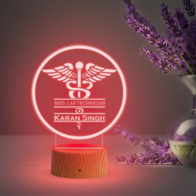 Lab Technician Doctor Name Plate Lamp with Multicolored Light Customized with Doctor Name and Hospital Birthday Gift for Doctor Name