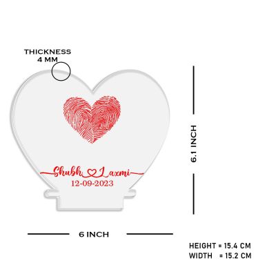 Personalized Heart Shape Couple Fingerprint Night Lamp with Warm White Light Customized Name & Date Gift for Anniversary, Birthday, Wedding, Engagement & Newly Married Couple