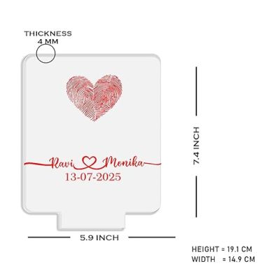 Personalized Sqaure Shape Couple Fingerprint Night Lamp with Warm White Light Customized Name & Date Gift for Anniversary, Birthday, Wedding, Engagement & Newly Married Couple