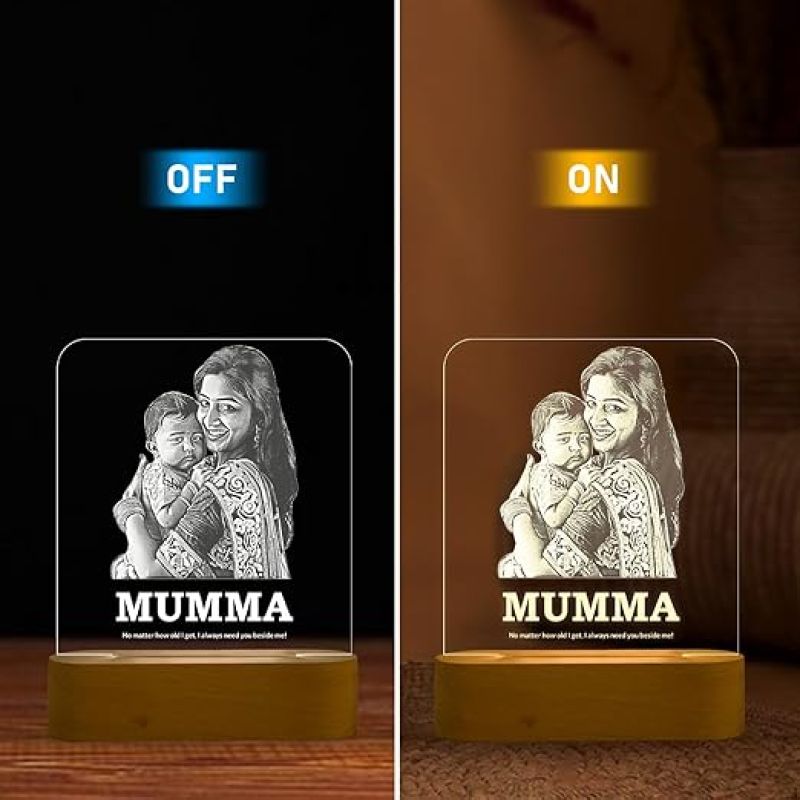 Personalized Mom Daughter Photo Night Lamp with Warm White Light Customized Photo Birthday Memorable Gift for Mom Daughter & Son
