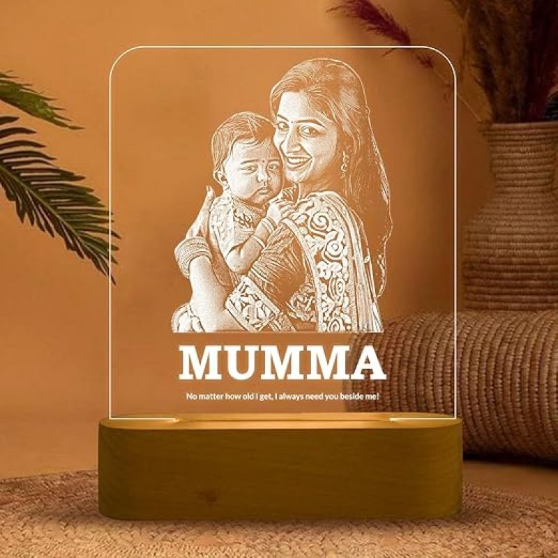 Personalized Mom Daughter Photo Night Lamp with Warm White Light Customized Photo Birthday Memorable Gift for Mom Daughter & Son