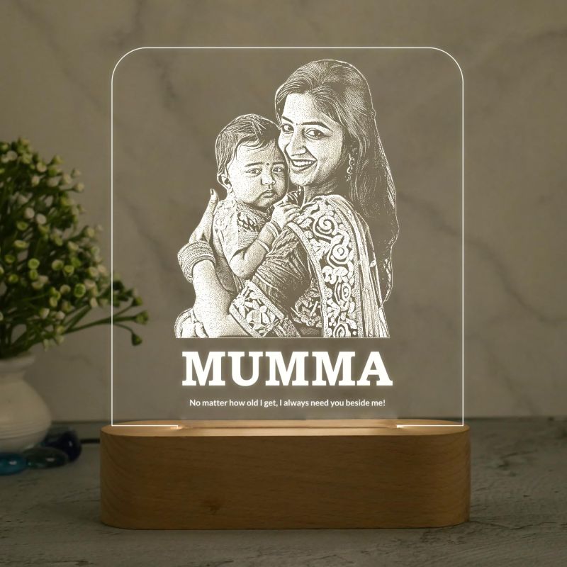 Personalized Mom Daughter Photo Night Lamp with Warm White Light Customized Photo Birthday Memorable Gift for Mom Daughter & Son