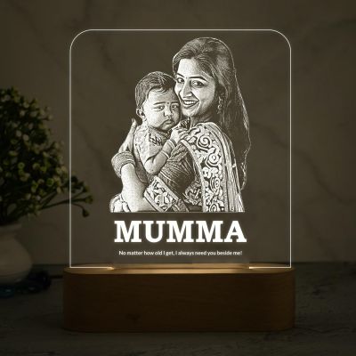 Personalized Mom Daughter Photo Night Lamp with Warm White Light Customized Photo Birthday Memorable Gift for Mom Daughter & Son
