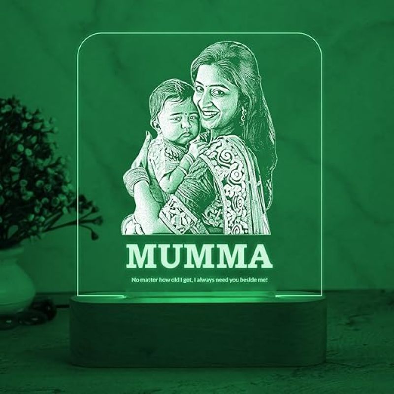 Personalized Mom Daughter Photo Night Lamp with Multicolored Light Customized Photo Birthday Memorable Gift for Mom Daughter & Son