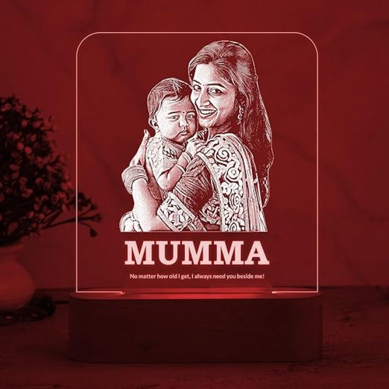 Personalized Mom Daughter Photo Night Lamp with Multicolored Light Customized Photo Birthday Memorable Gift for Mom Daughter & Son