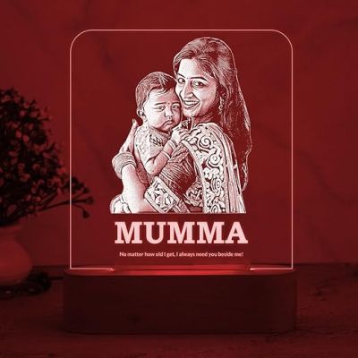 Personalized Mom Daughter Photo Night Lamp with Multicolored Light Customized Photo Birthday Memorable Gift for Mom Daughter & Son