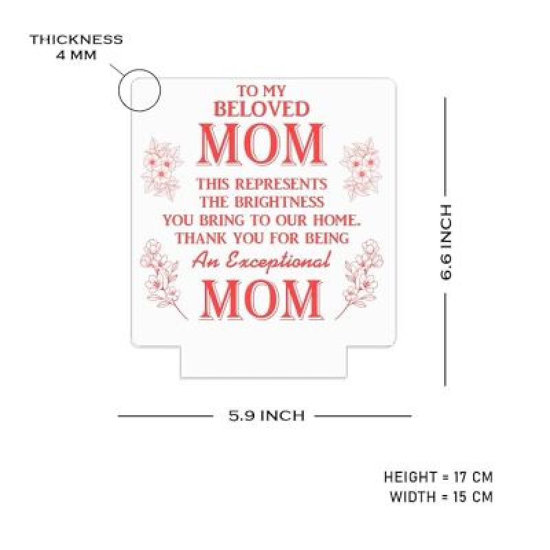 To My Beloved Mom Night Lamp with Automatic Color Changing Light Customized with Text Birthday Gift for Mom Thankyou or Sorry Gift for Mom