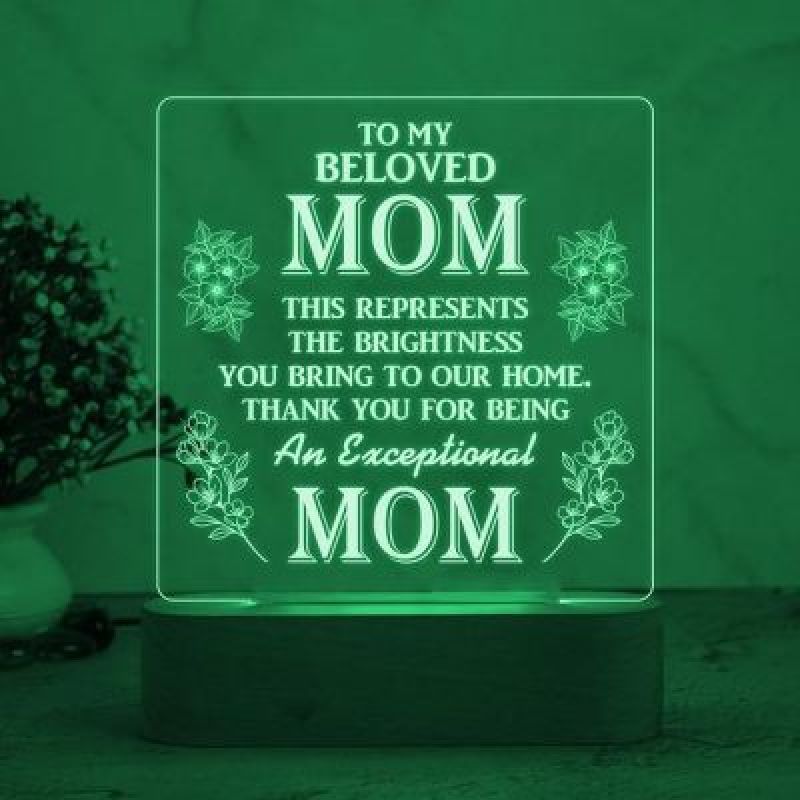 To My Beloved Mom Night Lamp with Automatic Color Changing Light Customized with Text Birthday Gift for Mom Thankyou or Sorry Gift for Mom