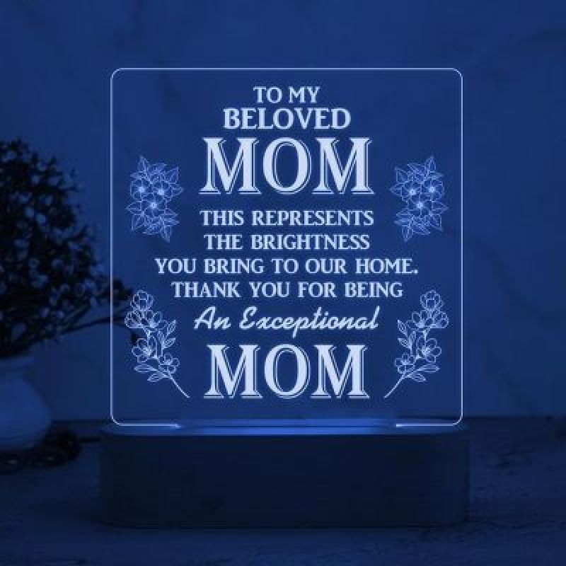 To My Beloved Mom Night Lamp with Automatic Color Changing Light Customized with Text Birthday Gift for Mom Thankyou or Sorry Gift for Mom
