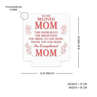 To My Beloved Mom Night Lamp with Automatic Color Changing Light Customized with Text Birthday Gift for Mom Thankyou or Sorry Gift for Mom