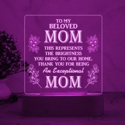 To My Beloved Mom Night Lamp with Automatic Color Changing Light Customized with Text Birthday Gift for Mom Thankyou or Sorry Gift for Mom