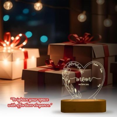 Mom We Love You Heart Shape Night Lamp with Warm White Light Customized Kids name Birthday Gift for Mom Daughter & Son Thankyou & Sorry Gift for Mom