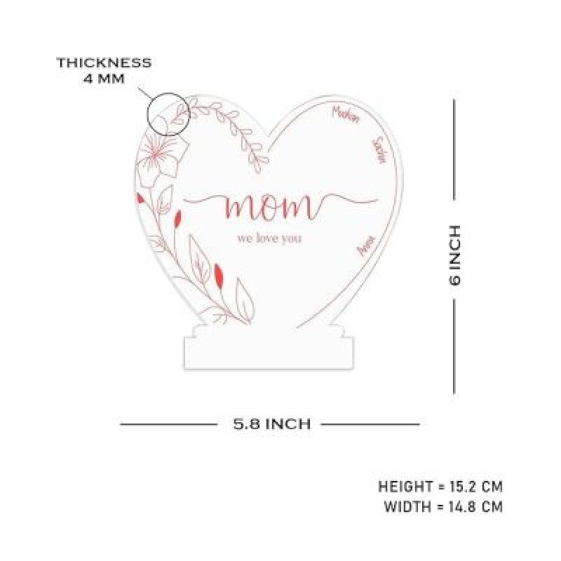 Gift For Mom Mom We Love You Heart Shape Night Lamp with Multicolored Light Customized Kids name Birthday Gift for Mom Daughter & Son Thankyou & Sorry Gift for Mom