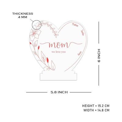 Gift For Mom Mom We Love You Heart Shape Night Lamp with Multicolored Light Customized Kids name Birthday Gift for Mom Daughter & Son Thankyou & Sorry Gift for Mom
