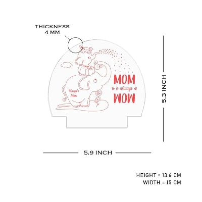 Mom is Always Wow Elephant Design Night Lamp with Multicolored Light Customized with Name Birthday Gift for Mom Kids Room Decor