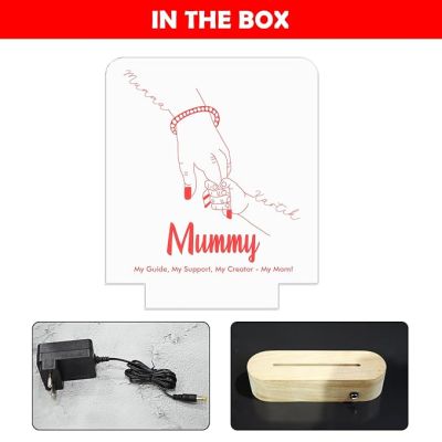Mummy Son Holding Hand Night Lamp with Warm White Light Customized Name & Message Memorable Birthday Gift for Mom, Express Love for Mom Gift for Mother's Day