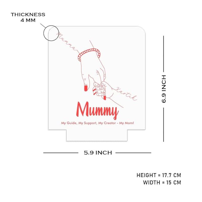 Mummy Son Holding Hand Night Lamp with Multicolored Light Customized Name & Message Memorable Birthday Gift for Mom, Express Love for Mom Gift for Mother's Day