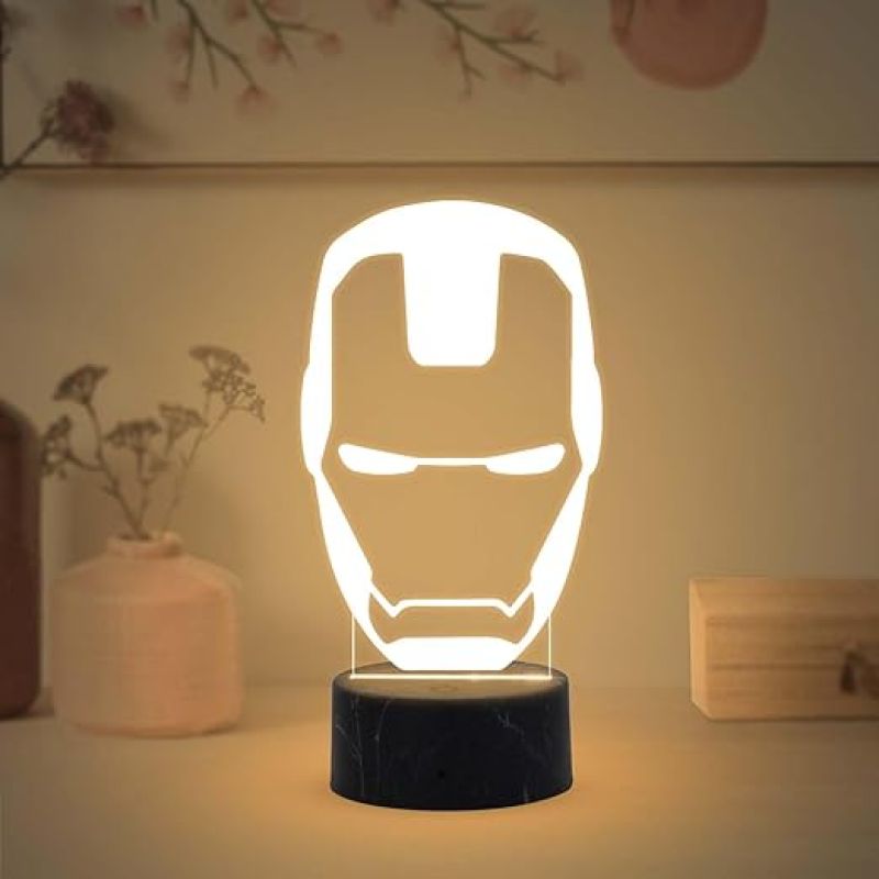 3D Illusion Iron Man Avengers Night Lamp with Warm White Light Birthday Gift for Marvel Fans Kids Room Decor Gift for Avengers Lovers