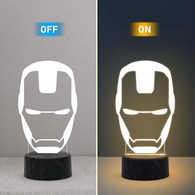 3D Illusion Iron Man Avengers Night Lamp with Warm White Light Birthday Gift for Marvel Fans Kids Room Decor Gift for Avengers Lovers