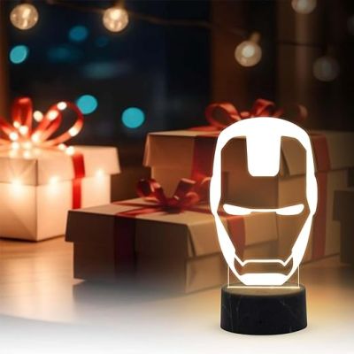 3D Illusion Iron Man Avengers Night Lamp with Warm White Light Birthday Gift for Marvel Fans Kids Room Decor Gift for Avengers Lovers
