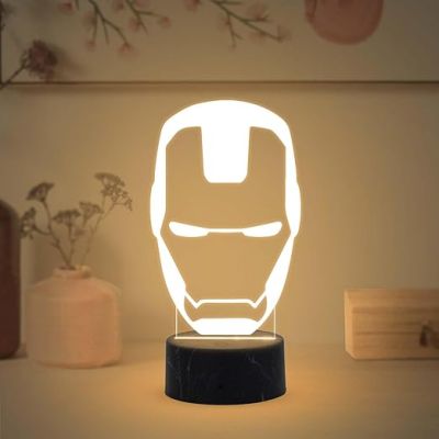 3D Illusion Iron Man Avengers Night Lamp with Warm White Light Birthday Gift for Marvel Fans Kids Room Decor Gift for Avengers Lovers