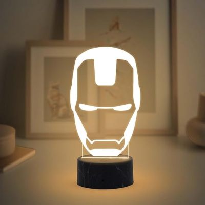 3D Illusion Iron Man Avengers Night Lamp with Warm White Light Birthday Gift for Marvel Fans Kids Room Decor Gift for Avengers Lovers
