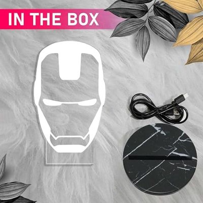 3D Illusion Iron Man Avengers Night Lamp with Warm White Light Birthday Gift for Marvel Fans Kids Room Decor Gift for Avengers Lovers