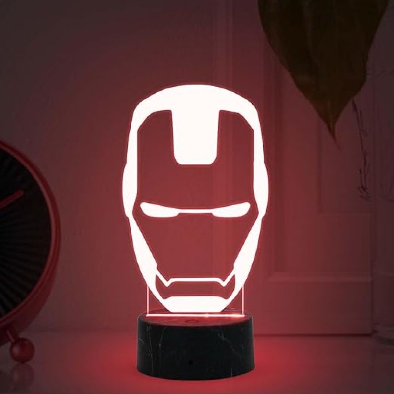 3D Illusion Iron Man Avengers Night Lamp with Multicolored Light Birthday Gift for Marvel Fans Kids Room Decor Gift for Avengers Lovers