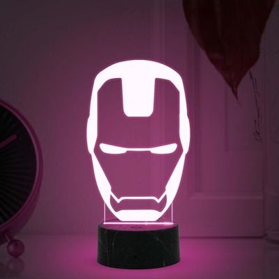 3D Illusion Iron Man Avengers Night Lamp with Multicolored Light Birthday Gift for Marvel Fans Kids Room Decor Gift for Avengers Lovers