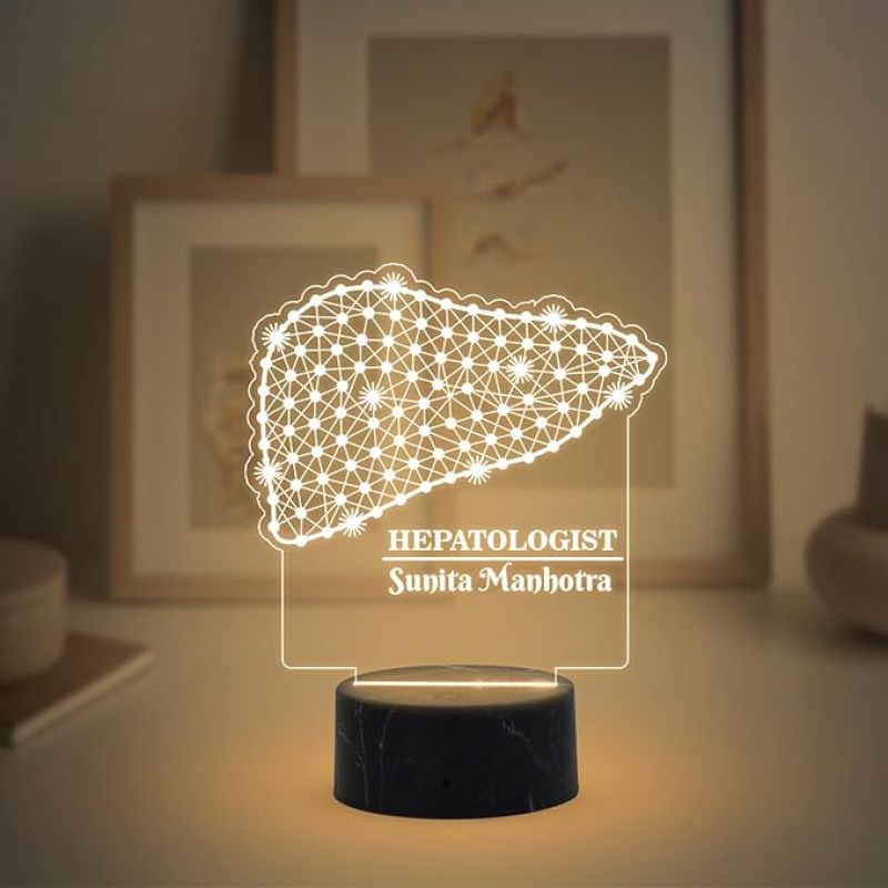 3D Illusion Hepatologist Doctor Night Lamp with Warm White Customized Name Birthday &Thankyou Gift for Doctor Clinic Decor Lamp