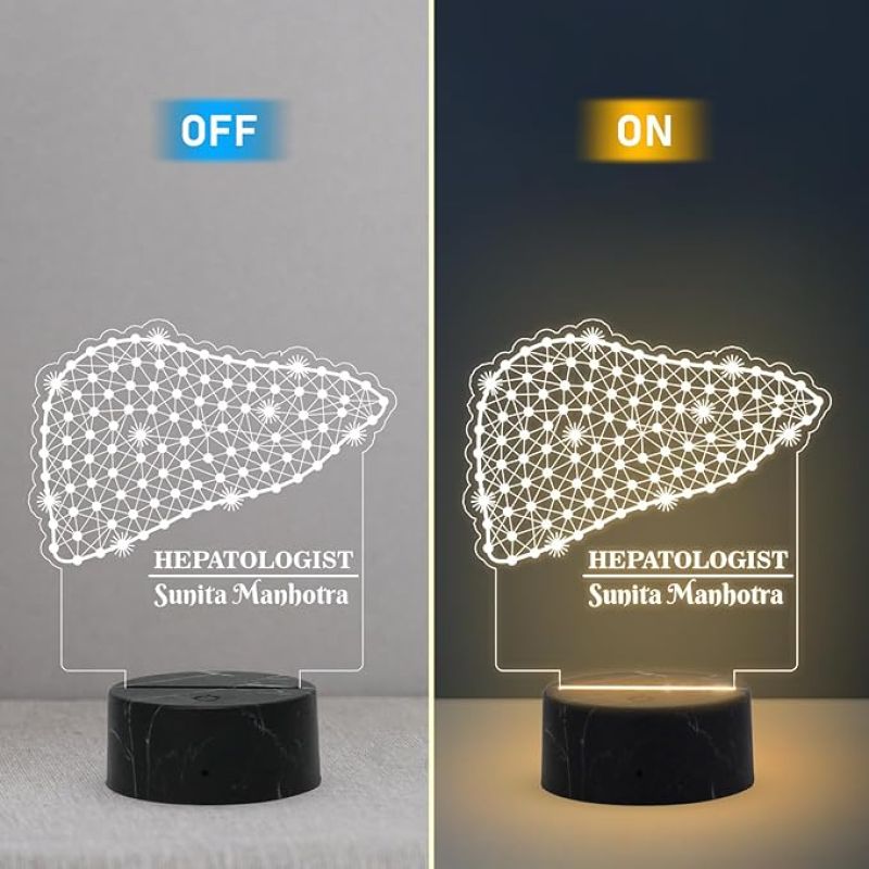 3D Illusion Hepatologist Doctor Night Lamp with Warm White Customized Name Birthday &Thankyou Gift for Doctor Clinic Decor Lamp