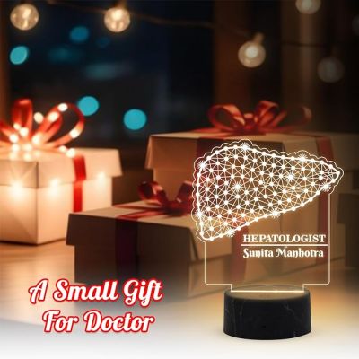 3D Illusion Hepatologist Doctor Night Lamp with Warm White Customized Name Birthday &Thankyou Gift for Doctor Clinic Decor Lamp