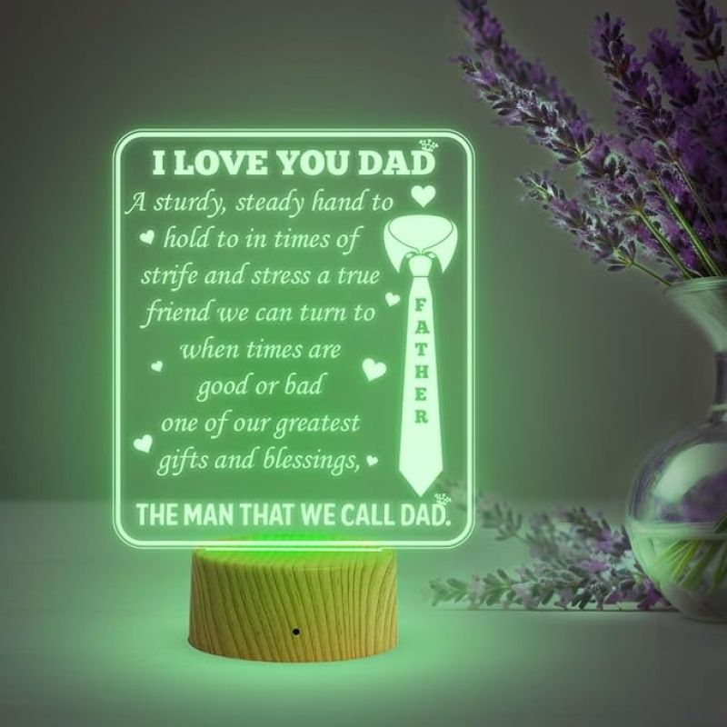I Love You Dad Night Lamp with Multicolored Light Birthday Gift for Dad from Daughter Son Gift for Fathers Day & Home decor