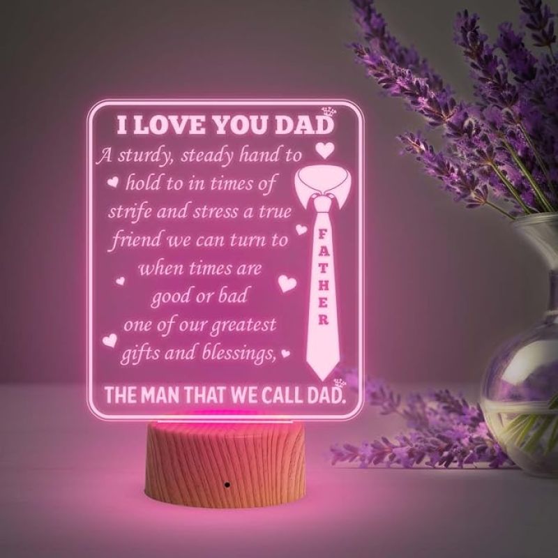 I Love You Dad Night Lamp with Multicolored Light Birthday Gift for Dad from Daughter Son Gift for Fathers Day & Home decor