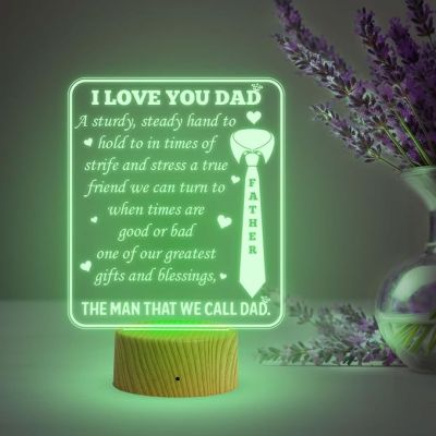 I Love You Dad Night Lamp with Multicolored Light Birthday Gift for Dad from Daughter Son Gift for Fathers Day & Home decor