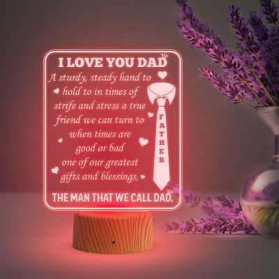 I Love You Dad Night Lamp with Multicolored Light Birthday Gift for Dad from Daughter Son Gift for Fathers Day & Home decor