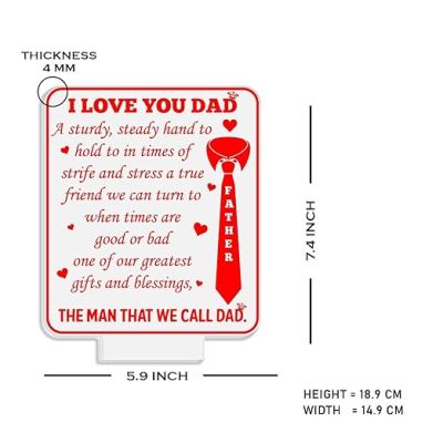 I Love You Dad Night Lamp with Multicolored Light Birthday Gift for Dad from Daughter Son Gift for Fathers Day & Home decor
