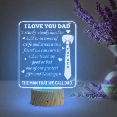 I Love You Dad Night Lamp with Multicolored Light Birthday Gift for Dad from Daughter Son Gift for Fathers Day & Home decor