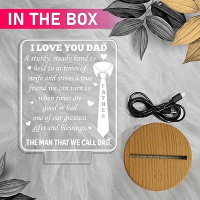I Love You Dad Night Lamp with Multicolored Light Birthday Gift for Dad from Daughter Son Gift for Fathers Day & Home decor