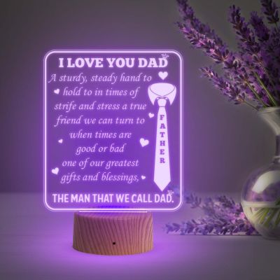 I Love You Dad Night Lamp with Multicolored Light Birthday Gift for Dad from Daughter Son Gift for Fathers Day & Home decor