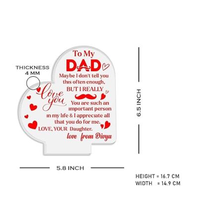 To My Dad Heart Design Night Lamp with Multicolored Light Customized Name Birthday Birthday Gift for Dad from Daughter Son Gift for Fathers Day & Home decor