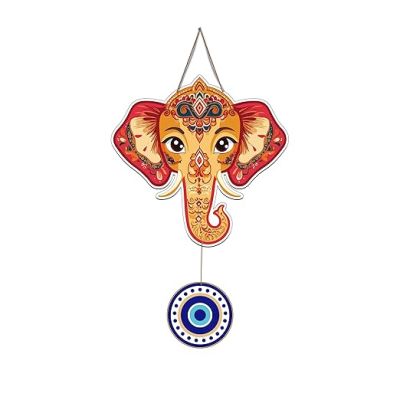 Elephant Evil Eye Wooden  Wall Hanging Living room Home Decoration Modern Artworks Gift Items for Friend