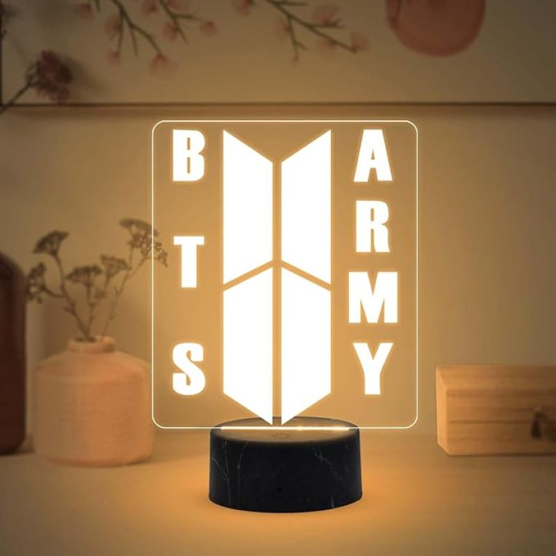 3D Illusion BTS Army Night Lamp with Warm White Light Gift for BTS Fan & Lover Gift for Teen Girl & Room Decor