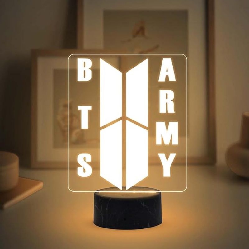 3D Illusion BTS Army Night Lamp with Warm White Light Gift for BTS Fan & Lover Gift for Teen Girl & Room Decor