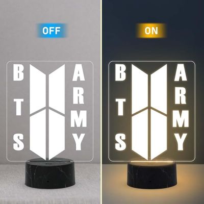 3D Illusion BTS Army Night Lamp with Warm White Light Gift for BTS Fan & Lover Gift for Teen Girl & Room Decor