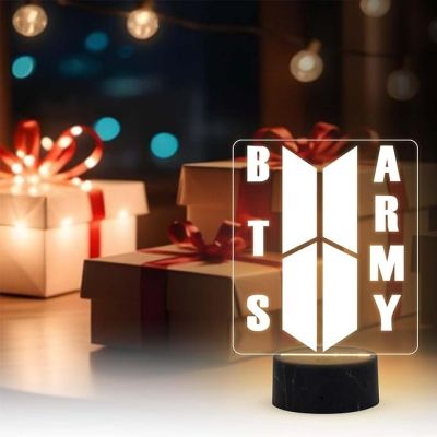 3D Illusion BTS Army Night Lamp with Warm White Light Gift for BTS Fan & Lover Gift for Teen Girl & Room Decor